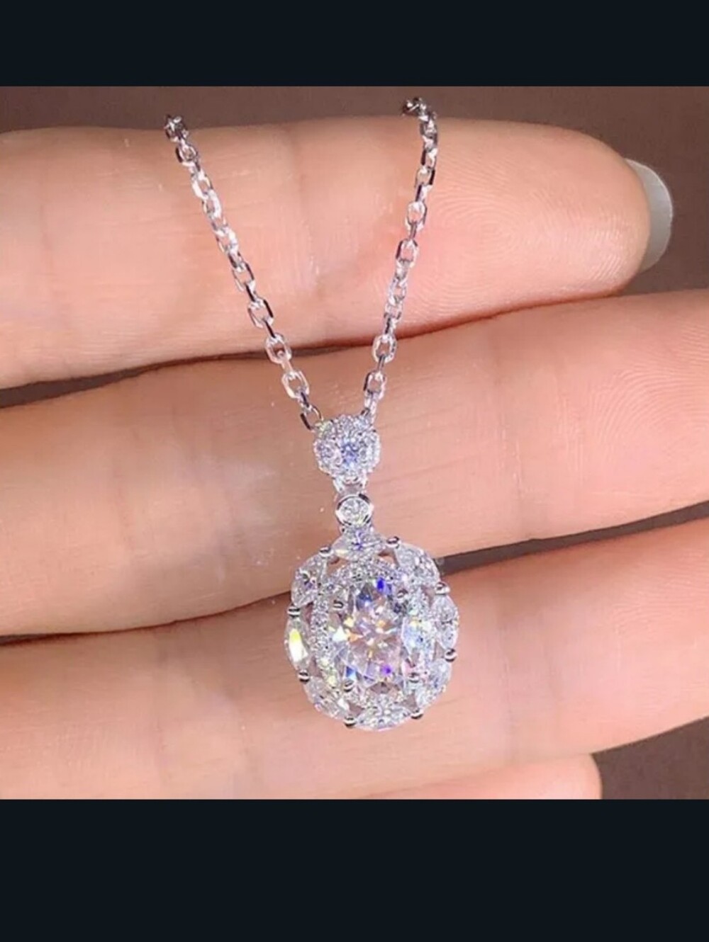 New White Zircon Side Micro-Pave Diamond Necklace